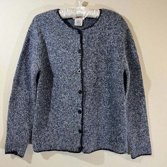 Talbots Wool Blend Cardigan Sz Small Sweater Blue Button Down Long Sleeve - Picture 1 of 7